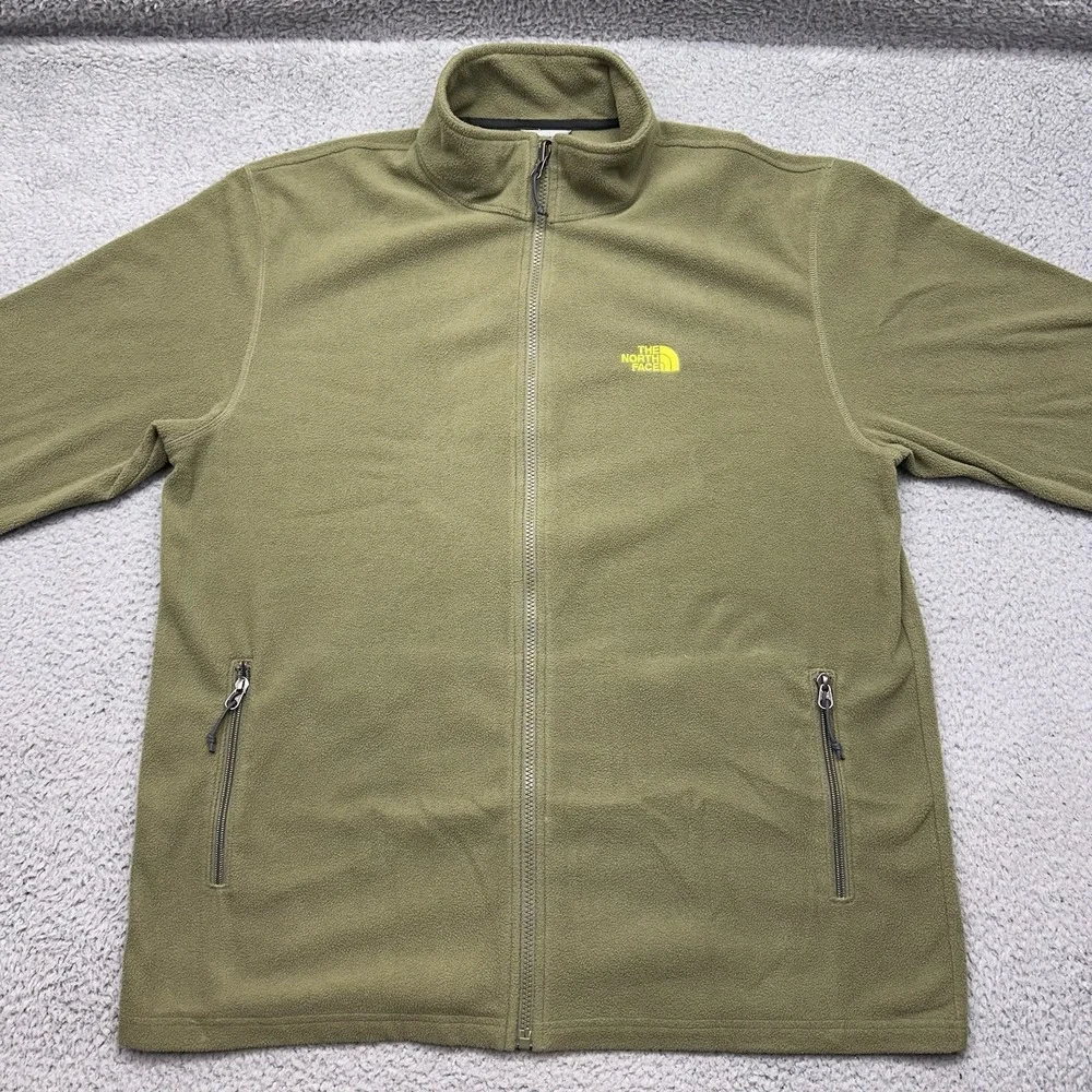 The North Face CF2Q Mens XL Sage Green Full Zip 100% Polyester Fleece Jacket F15